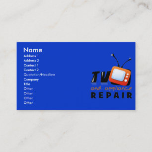 Tarjetas de visita de la reparación de la TV y de