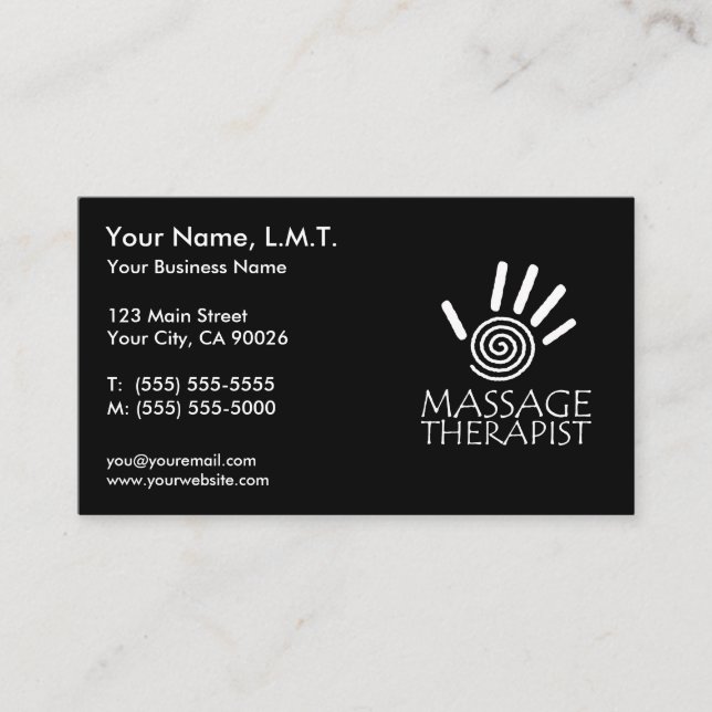 Tarjetas de visita de la terapia del masaje (Anverso)