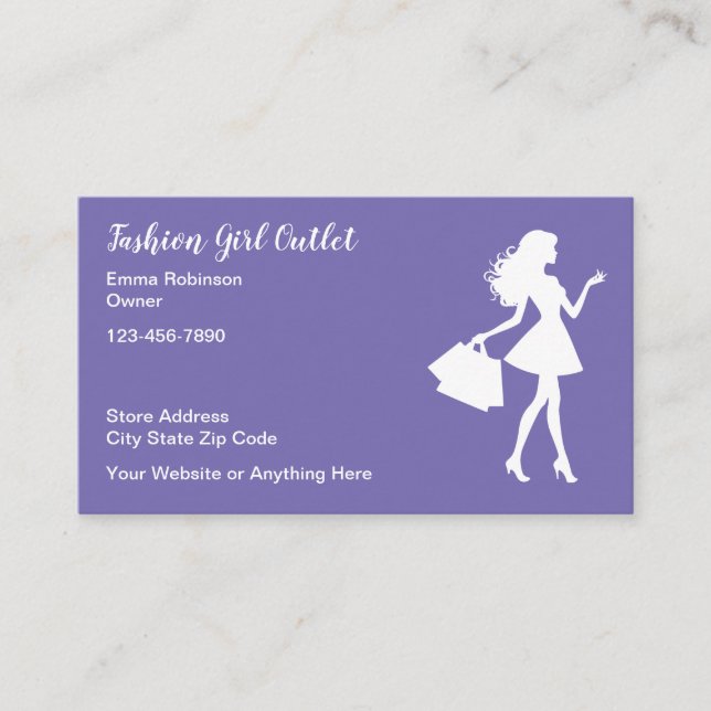 Tarjetas de visita de la tienda de moda femenina (Anverso)