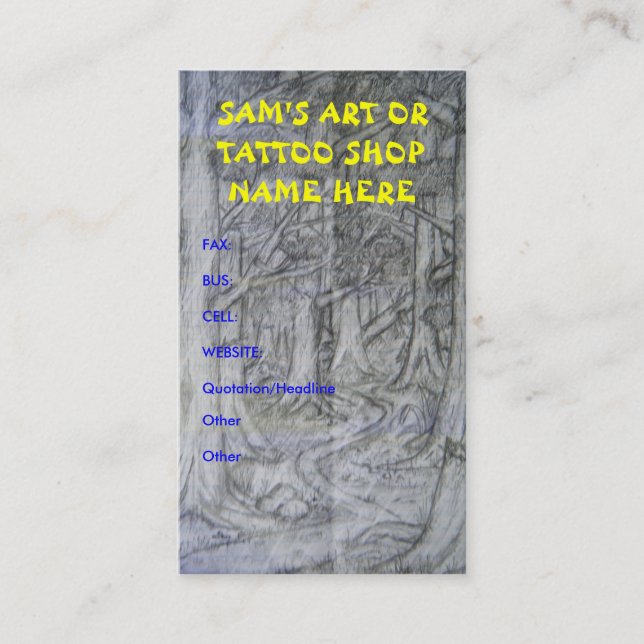 Tarjetas de visita de la tienda del arte o del (Anverso)