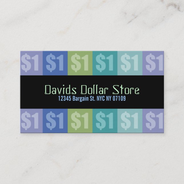 Tarjetas de visita de la tienda del dólar (Anverso)