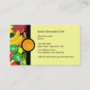 Tarjetas de visita de la tienda del Smoothie