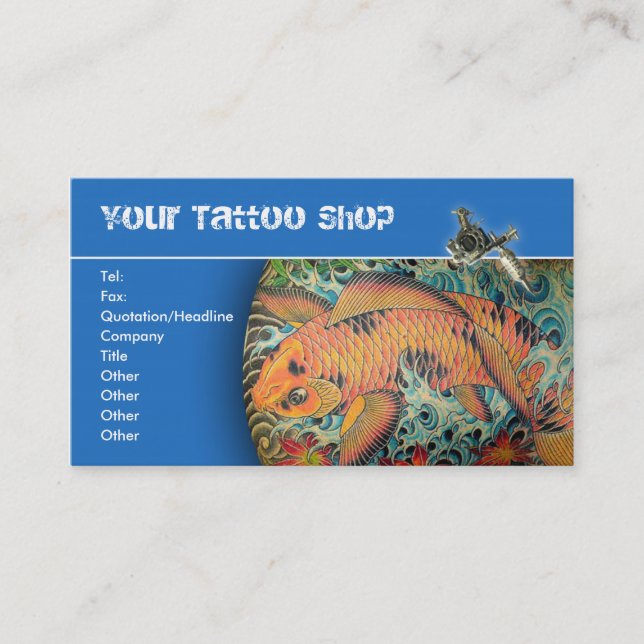Tarjetas de visita de la tienda del tatuaje (Anverso)