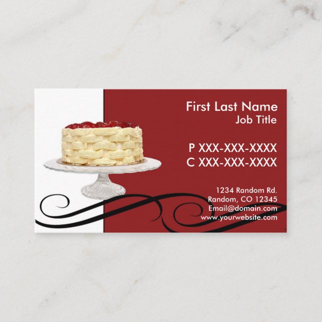 Tarjetas de visita de la torta blanca roja de pers (Anverso)