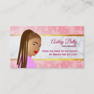 Tarjetas de visita de la trenzadora del pelo