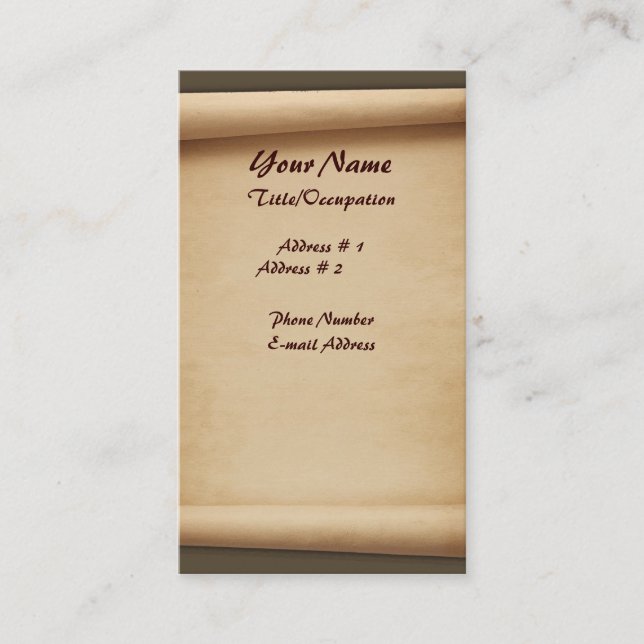 Tarjetas de visita de la voluta (Anverso)