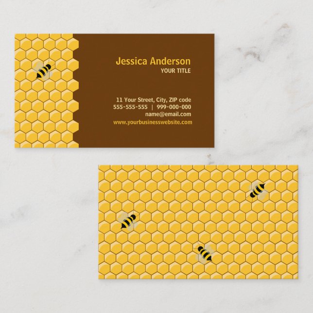 Tarjetas de visita de las abejas y del panal de la (Anverso / Reverso)
