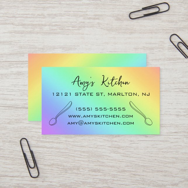 Tarjetas de visita de las cucharas de arcoiris dia (Anverso/Reverso In Situ)