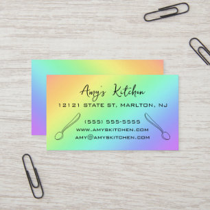 Tarjetas de visita de las cucharas de arcoiris dia