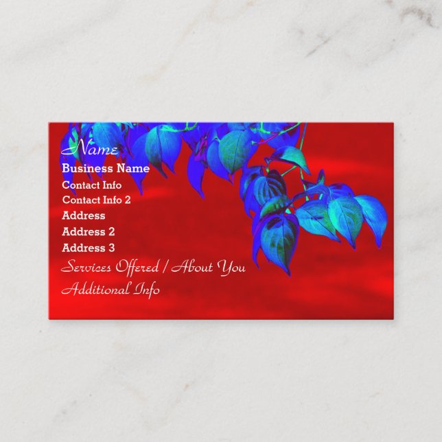 Tarjetas de visita de las hojas azules del cielo r (Anverso)