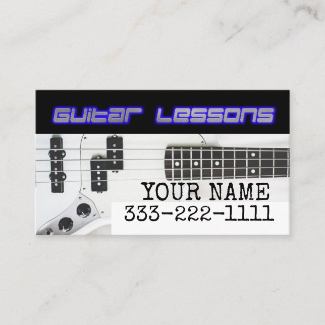 Tarjetas de visita de las lecciones de la guitarra (Anverso)