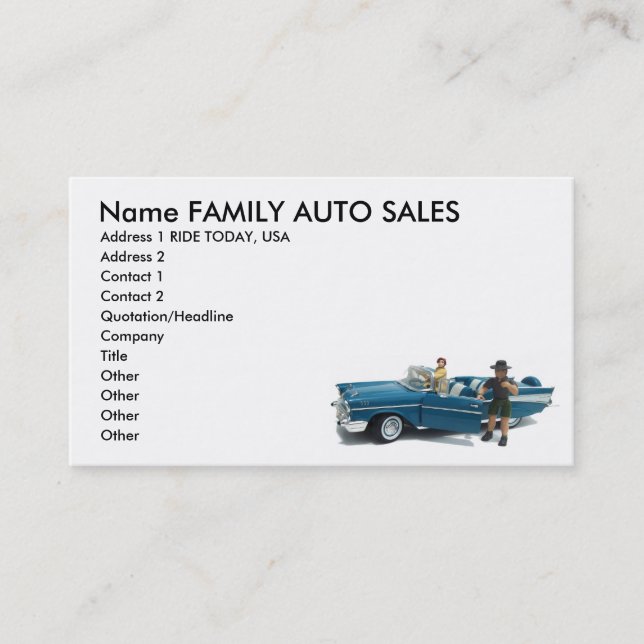 Tarjetas de visita de las ventas autos (Anverso)