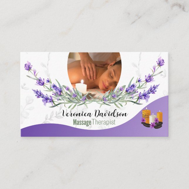 Tarjetas de visita de Lavanda Terapéutica para Mas (Anverso)