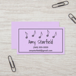 Tarjetas de visita de Lavender Music Notes