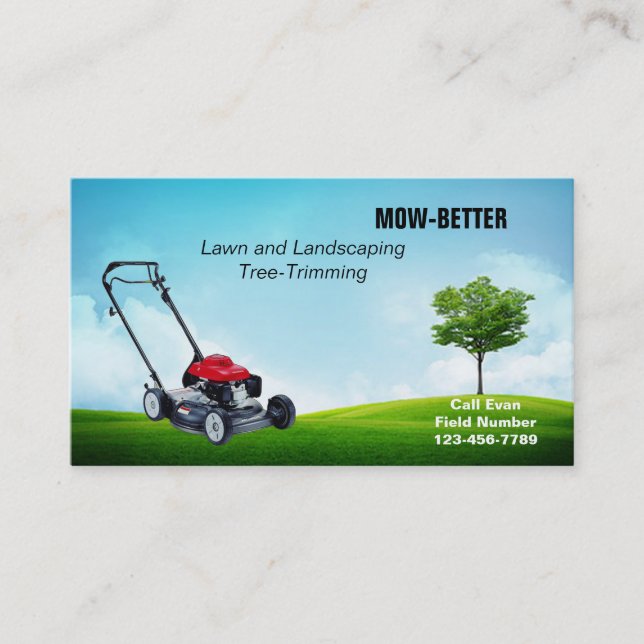 Tarjetas de visita de Lawnmower and Landscaping (Anverso)