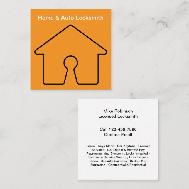 Tarjetas de visita de Locksmith Home Services (Anverso / Reverso)