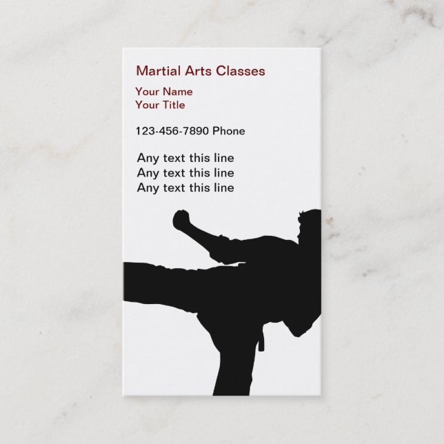 Tarjetas de visita de los artes marciales (Anverso)