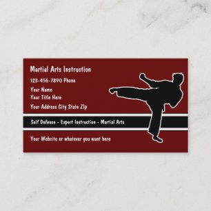 Tarjetas de visita de los artes marciales