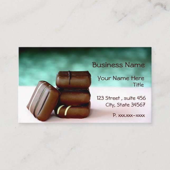 Tarjetas de visita de los caramelos de chocolate (Anverso)