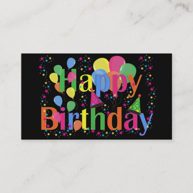 Tarjetas de visita de los globos de cumpleaños fel (Anverso)