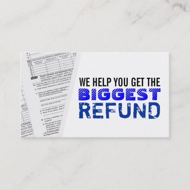 Tarjetas de visita de los impuestos sobre la renta (Anverso)