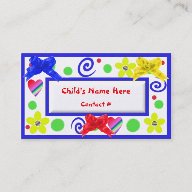 Tarjetas de visita de los niños coloridos (Anverso)
