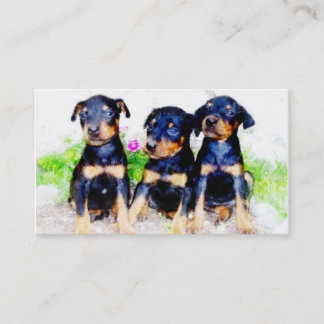 Tarjetas de visita de los perritos del Doberman