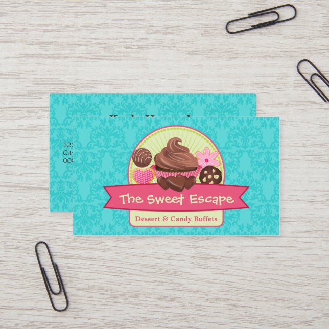 Tarjetas de visita de los postres de la panadería (Anverso/Reverso In Situ)