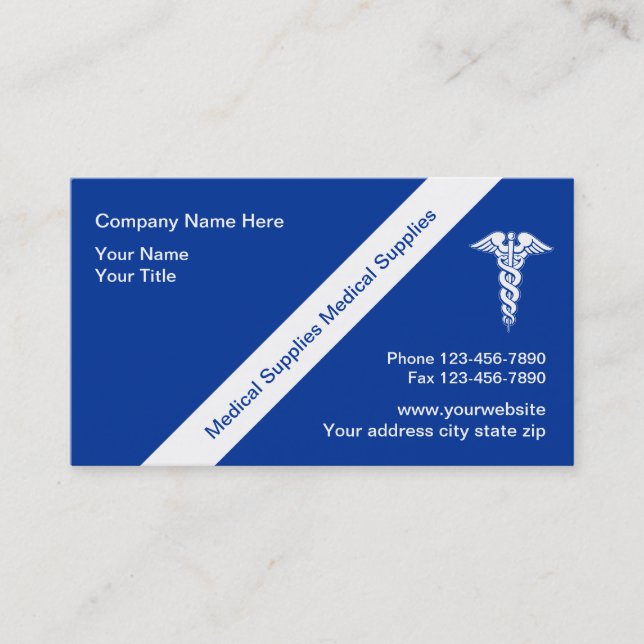 Tarjetas de visita de los suministros médicos (Anverso)