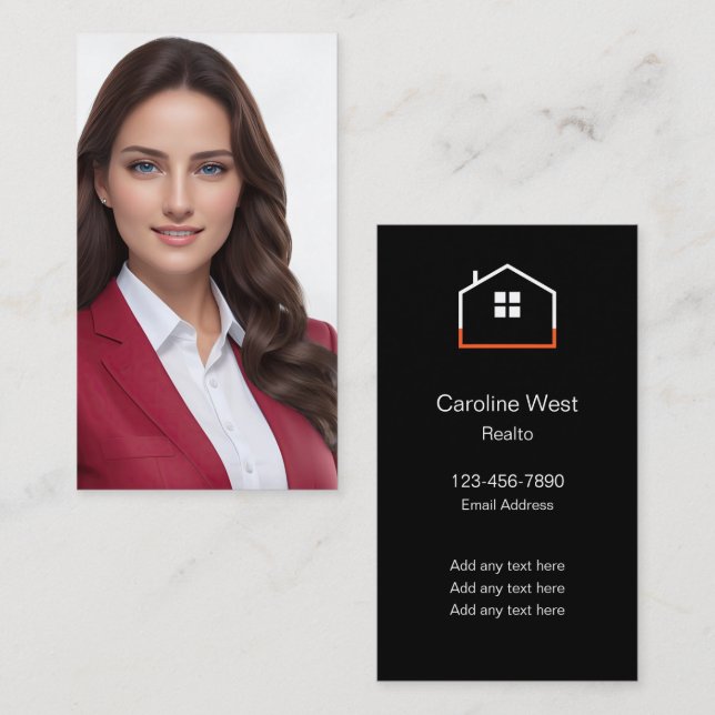 Tarjetas de visita de lujo Realtor Portrait Silk S (Anverso / Reverso)
