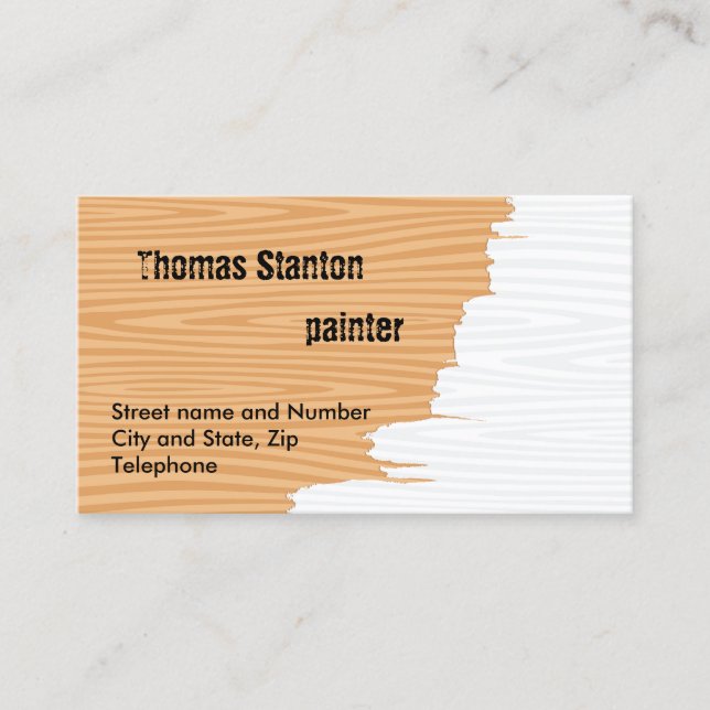 Tarjetas de visita de madera pintadas parcialmente (Anverso)