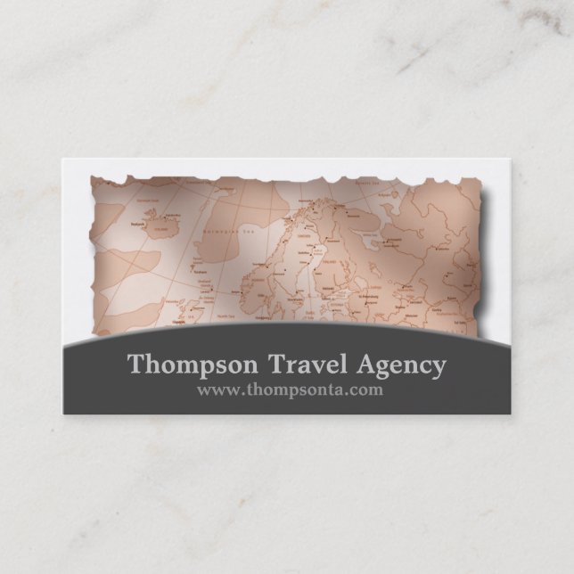 Tarjetas de visita de mapa de agente de viajes (Anverso)