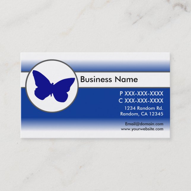 Tarjetas de visita de mariposa azul blanco desvane (Anverso)