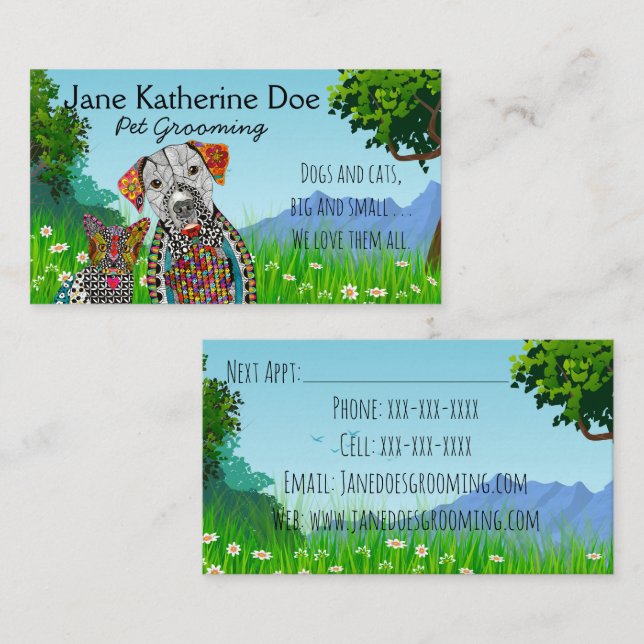 Tarjetas de visita de Mascota de perros y gatos (Anverso / Reverso)