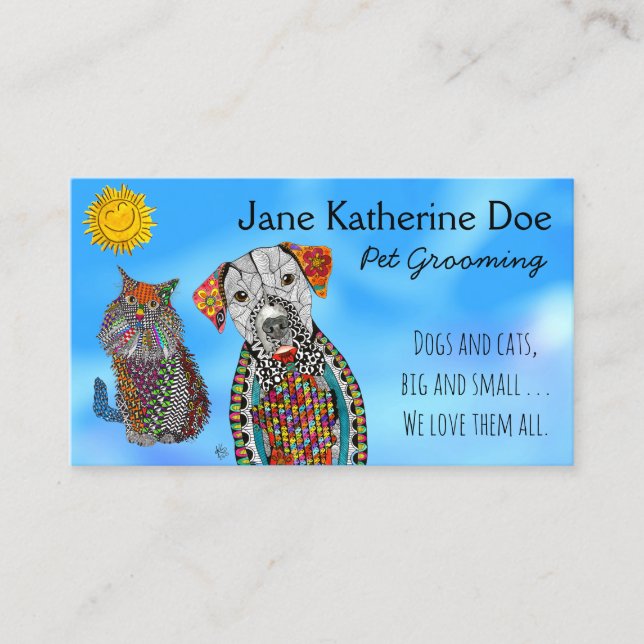 Tarjetas de visita de Mascota de perros y gatos (Anverso)