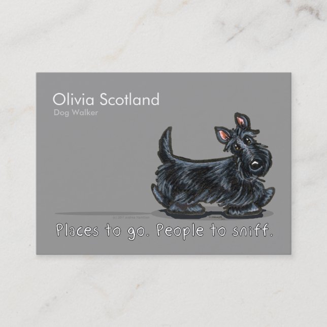 Tarjetas de visita de Mascota Scottie Dog Walking (Anverso)