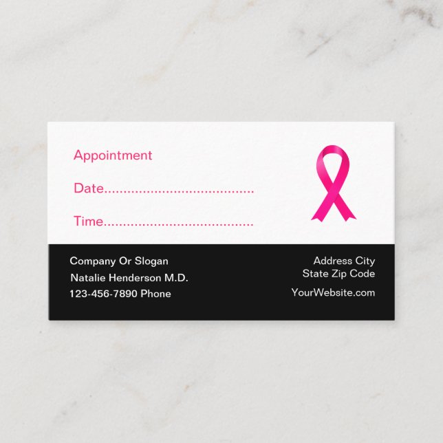 Tarjetas de visita de Médica de citas de oncología (Anverso)