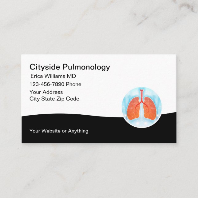 Tarjetas de visita de Médica pulmonar para la pulm (Anverso)