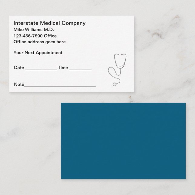 Tarjetas de visita de Médico de la Oficina Médica (Anverso / Reverso)