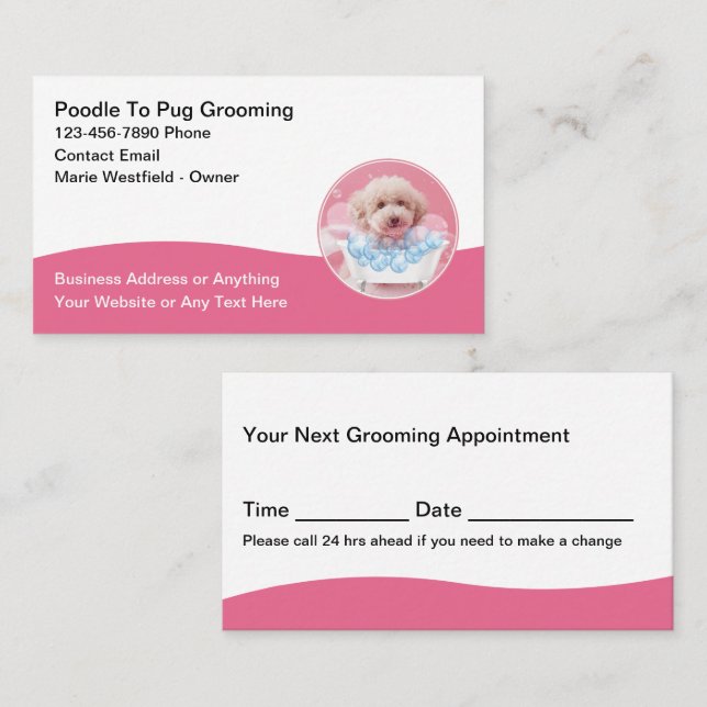 Tarjetas de visita de moda Cute Dog Grooming (Anverso / Reverso)
