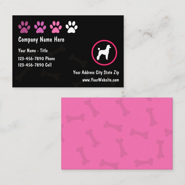 Tarjetas de visita de moda de Guay Grooming mascot (Anverso / Reverso)