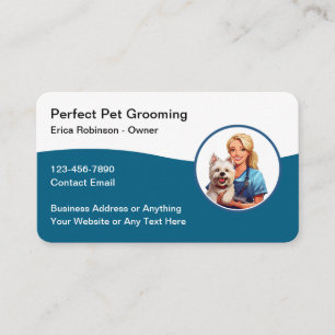 Tarjetas de visita de moda de mascota Grooming