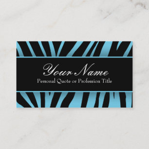 Tarjetas de visita de moda Light Blue Black Zebra 