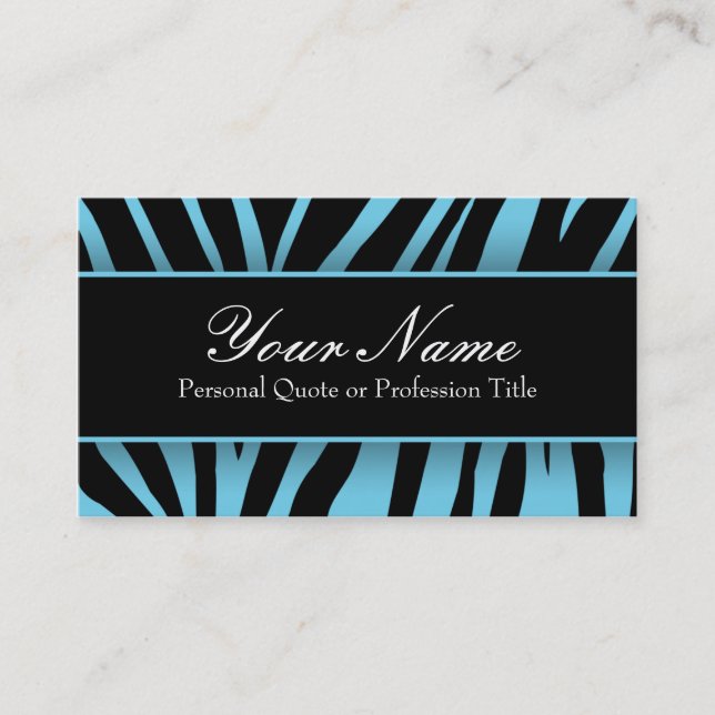 Tarjetas de visita de moda Light Blue Black Zebra  (Anverso)
