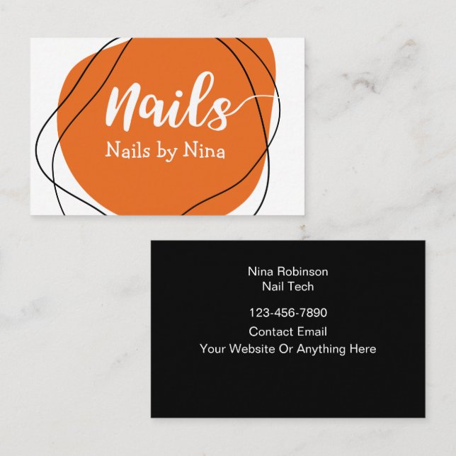 Tarjetas de visita de moda Nail Tech Manicurist (Anverso / Reverso)