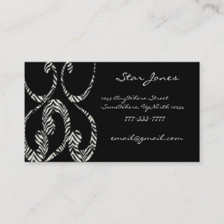 Tarjetas de visita de moda Zebra Swirls