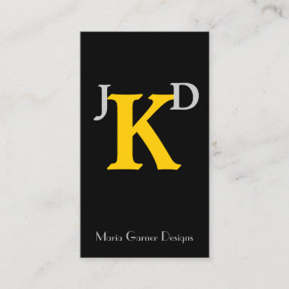 Tarjetas de visita de monograma amarillo personali