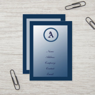 Tarjetas de visita de monograma azul de personaliz