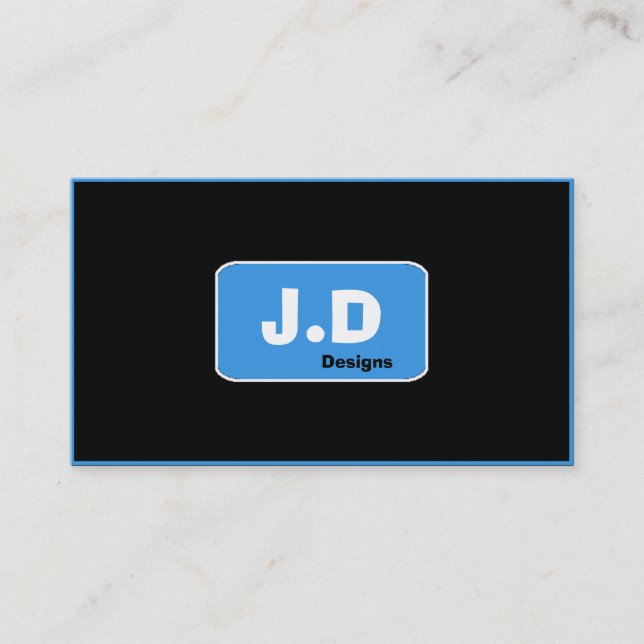 Tarjetas de visita de monograma azul de personaliz (Anverso)