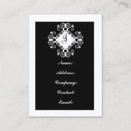 Tarjetas de visita de Monograma Blanco y Negro de 